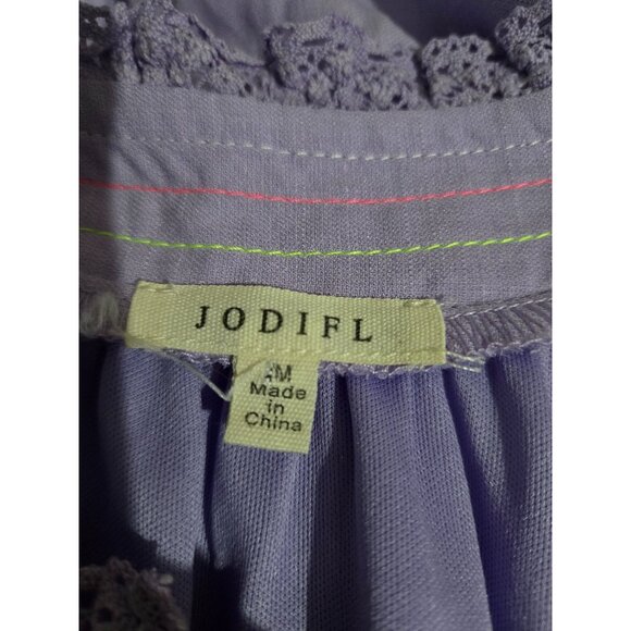 Jodifl Purple Embroidered V-Neck Knee Length Dress Size Medium Neon Easter Date - Picture 5 of 10